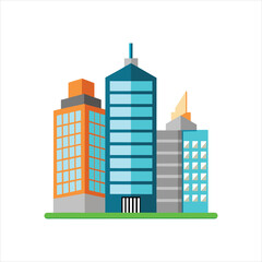 Commercial Office Towers Minimalist Skyline Vector Icon