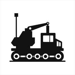 Flat Roll Icon Heavy Machinery Silhouette Vector