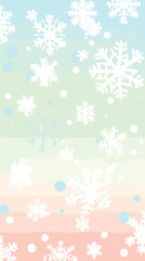 Colorful winter background with snowflakes on pastel gradient