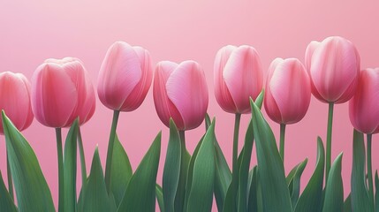 Fototapeta premium Beautiful Pink Tulips in Springtime Garden, Floral Elegance