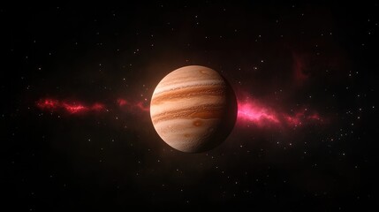 Fototapeta premium Stunning View of Jupiter Against a Vivid Cosmic Background with Starry Sky