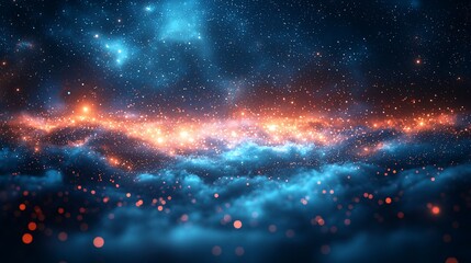 Obraz premium Fiery Cosmic Landscape Abstract Background