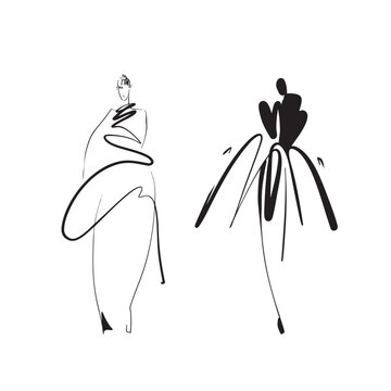Vector illustration, Fashion woman, Fashion illustration hand drawn, for logo web 