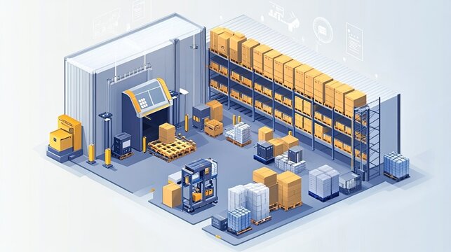 Smart warehouse technology integrating automation, IoT sensors, and AI to streamline inventory management, optimize space utilization, and improve order fulfillment for more efficient operations.