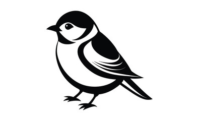 Black and white chickadee silhouette