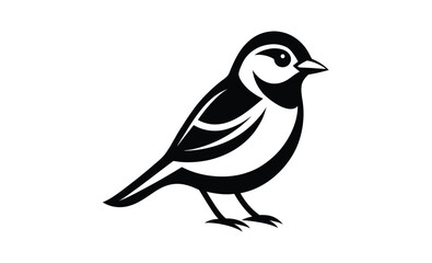 Black and white chickadee silhouette