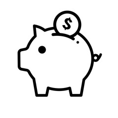 Piggy bank, saving - vector icon