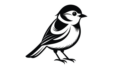 Black and white chickadee silhouette