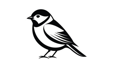 Black and white chickadee silhouette