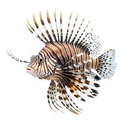 Fototapeta premium Lionfish with dramatic fins and intricate patterns