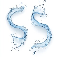 A 3d render illustration of an abstract water design element, displayed as wavy splashing with a blue liquid splash isolated on a white background