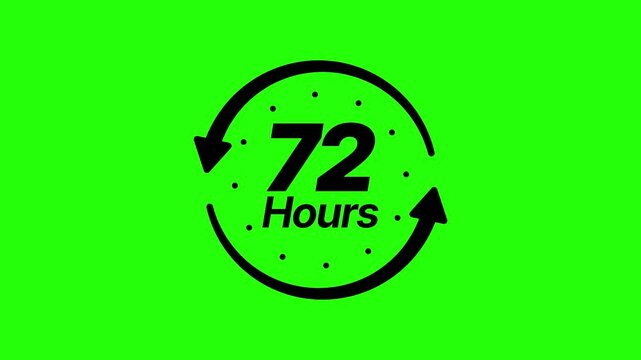 72 hours service icon 4k animation black and white
72 hours clock or time icon hd animation with white background, green screen background, or chroma key