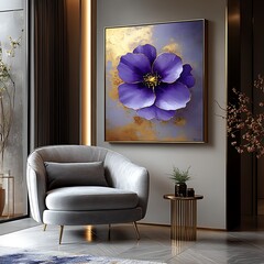 home interior with flower art frame high resolution picture