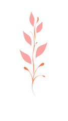 Abstract minimalist pink and orange leaf design on white background