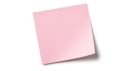 Fototapeta premium A vibrant pink square of paper, a blank canvas for notes, ideas, and reminders, casting a soft shadow on a crisp white background.