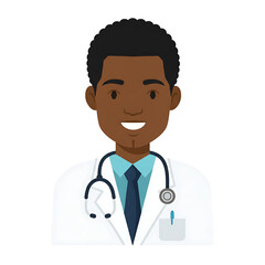 Fototapeta premium Afro american doctor flat design illustration isolated on white background 