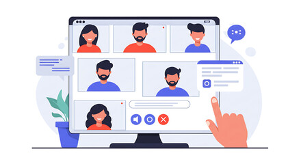 Video conference flat design illustration isolated on white background 