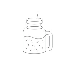 Gray Line art Fitness Vector Icons Minimalist Athletic jar smoothie 