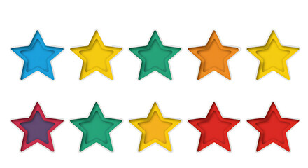 star rating vector with different colors isolated on white background 