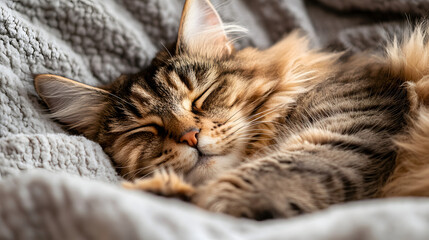A relaxed sleeping cat
