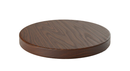 A polished dark brown wood circle isolated on white background,front view 
