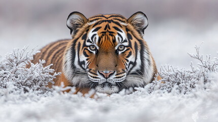 Obraz premium close-up of a tiger in the snow