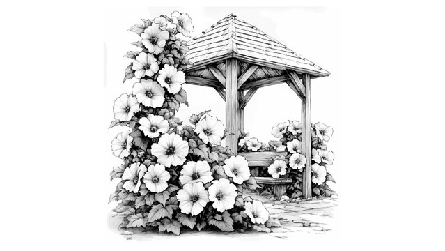 Gallery-Magic Flowers: Relaxing Coloring Pages for Adults and Teens" in Vintage Style