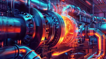 Fototapeta premium Advanced Combustion Engine Technology Workshop - Explore innovative combustion engine designs, efficiency improvements, fuel optimization, emission reduction strategies