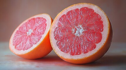   Grapefruit halves on a table