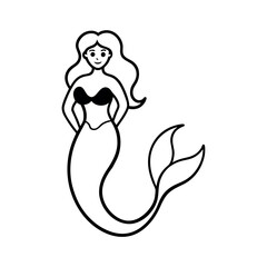 High Quality Mermaid Vector line art

