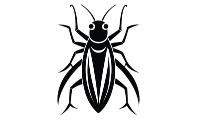 Cricket isolated on white silhouette