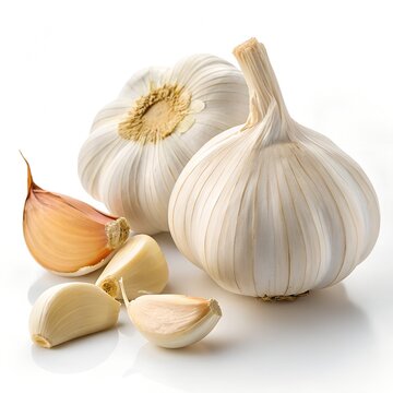 garlic and cloves on white background