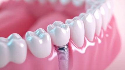 Dental implant procedure dental office educational content clinical setting close-up view health awareness