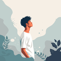 young man in the morning