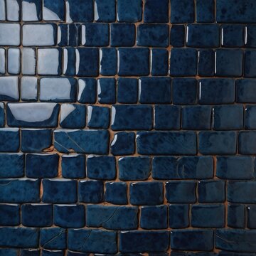 Highly detailed texture of glazed ceramic with smooth curves and subtle imperfections. The material should display glossy highlights and a rich color palette like deep blue or terracotta to emphasize 