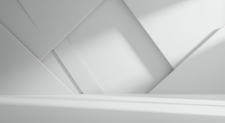 Minimalist White Geometric Abstract: Modern Architecture Backdrop with Light & Shadow for Backgrounds, Presentations & Product Displays