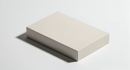 Fototapeta premium Beige Box on White Background Minimalist Product Mockup Packaging Design