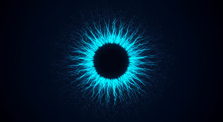 Electric Eye: Hypnotic Blue Energy Portal, Glowing Aura, Abstract Dark Background, Technology & Science Visual