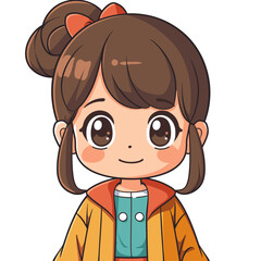 Obraz premium little girl with a big smile. Vector cartoon illustration