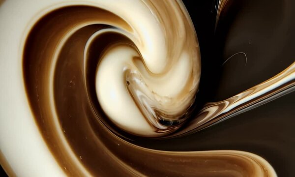 Creamy swirl of chocolate and vanilla colliding in a smooth, flowing motion