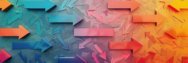 Forward Motion Contrasts - Symbolizing choice, direction, progress, conflict, and resolution through contrasting arrow directions and color gradients