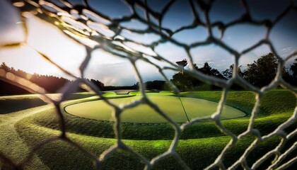 Golf Course Viewed Through a Netting