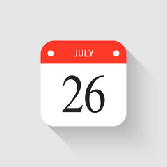 Vector icon page day calendar - 26 July month