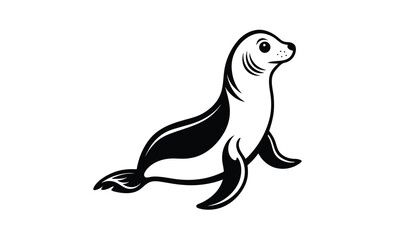 Fototapeta premium Seal on white background silhouette