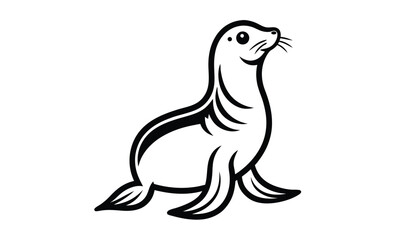 Seal on white background silhouette