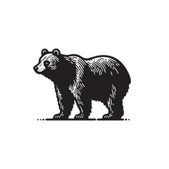 Simple Brown Bear Vector Design – Vintage Logo & Retro Illustration