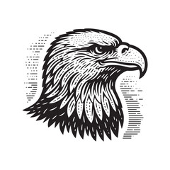 Obraz premium Simple Bald Eagle Side View Vector Icon – Vintage Logo & Rustic Illustration