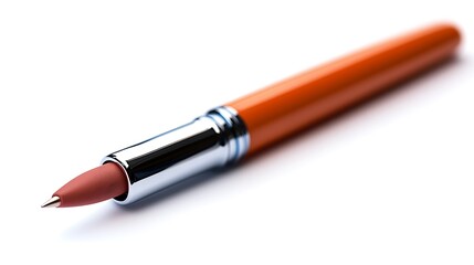 A precise lip brush with a retractable cover, slim design, and soft tapered bristles, ultra-HD, isolated on solid white background.