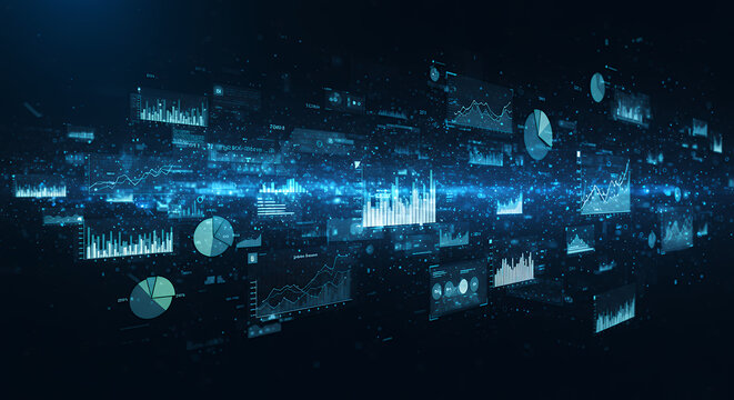 Data Insights: Visualizing Trends and Analytics with Blue Charts for Business Intelligence and Statistical Analysis - Powered by Adobe