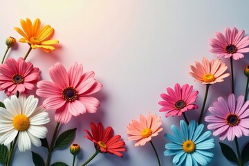 Artistic composition of assorted flowers overlaid with soft pastel hues, art, soft, background